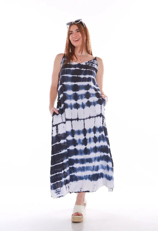 Beach Bunny Maxi Spaghetti beach dress -tie dyed Blue Street style maxi dresses