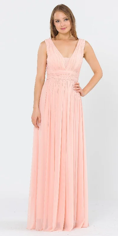 Poly USA 8408 V-Neck and Back Long Dress Sleeveless Cotton maxi dresses