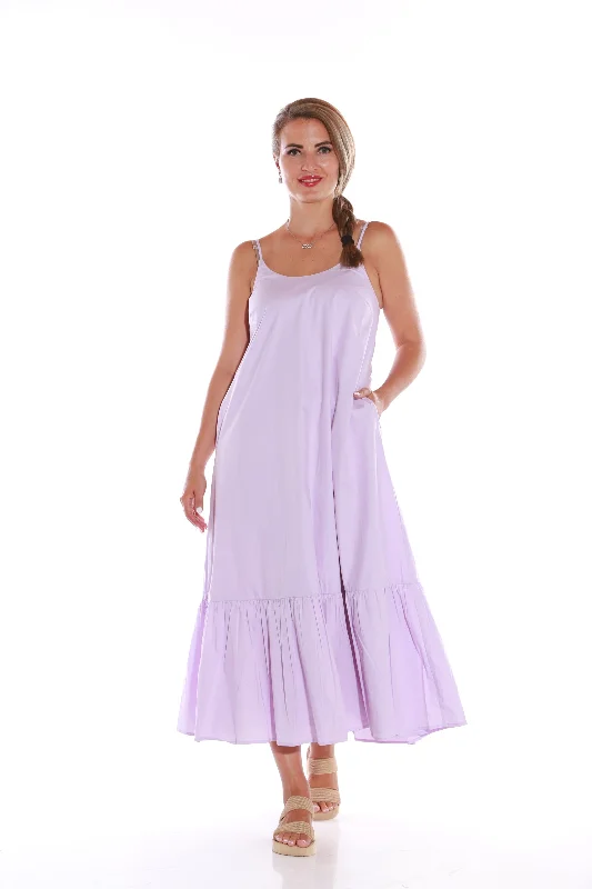 Cotton ruffle spaghetti maxi dress- Lilac Glamorous maxi dresses