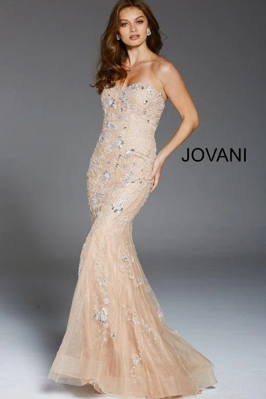 Jovani 56064 Prom Long Strapless Beaded Evening Gown