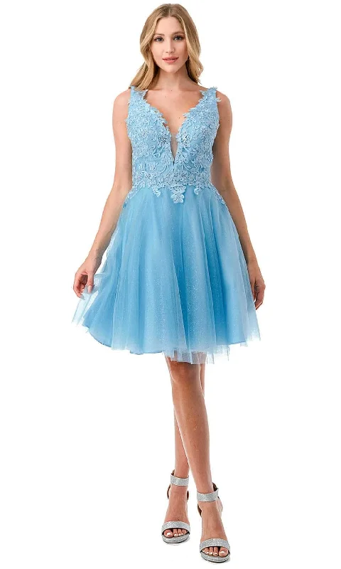 Aspeed Design S2739J - Applique V-Neck Homecoming Dress