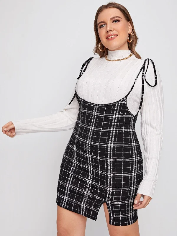 Knoted Plaid Pinafore Dress Festival unclassified dresses