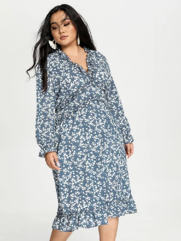 Ditsy Lantern Sleeve Dress