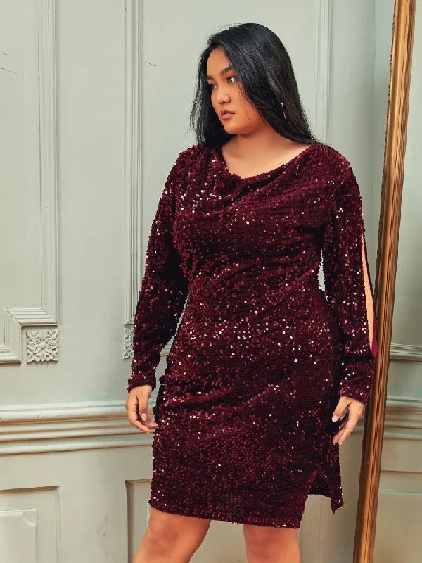Glitter Split Sleeve Dress Vacation unclassified dresses