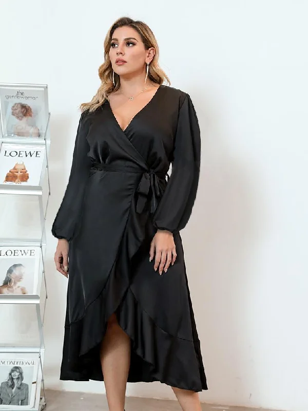 Ruffles Irregular V-neck Dresses Plus size unclassified dresses
