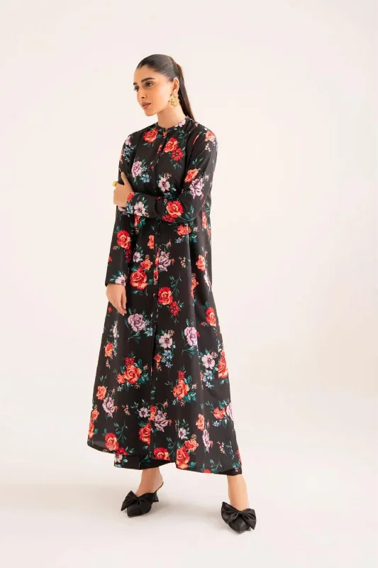 Black Red Floral Lawn 2PC Suit Anniversary floral dresses