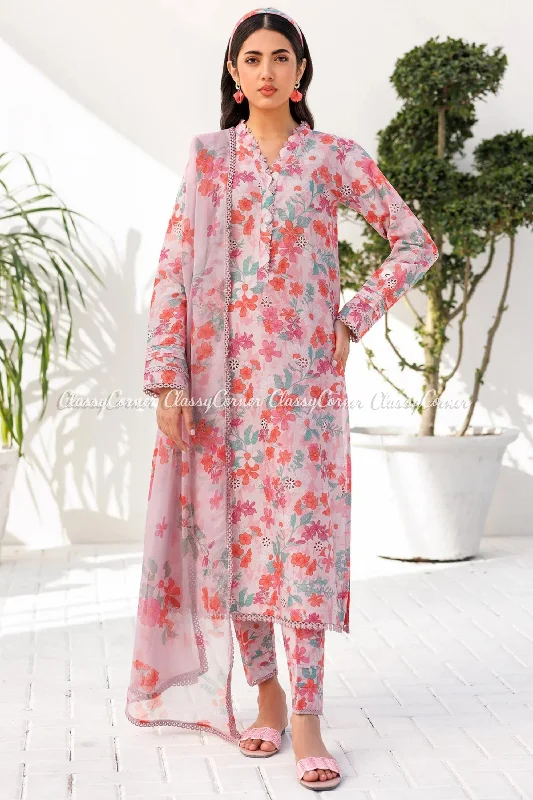 Pink Multi Printed Lawn Dress