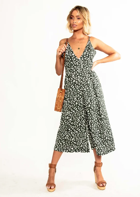 Your Muse Pantsuit - Emerald Leopard