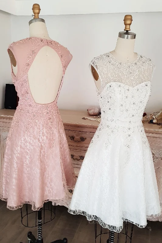 Cute round neck tulle lace short Corset Prom dress lace Corset Bridesmaid dress outfit Boho Chic Tulle