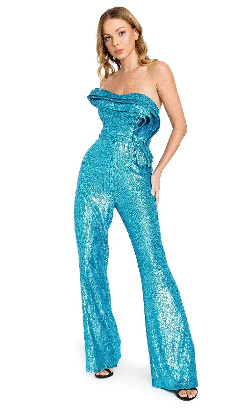 Nicole Bakti 7215 - Sequin Jumpsuit Long Sleeve Sequin
