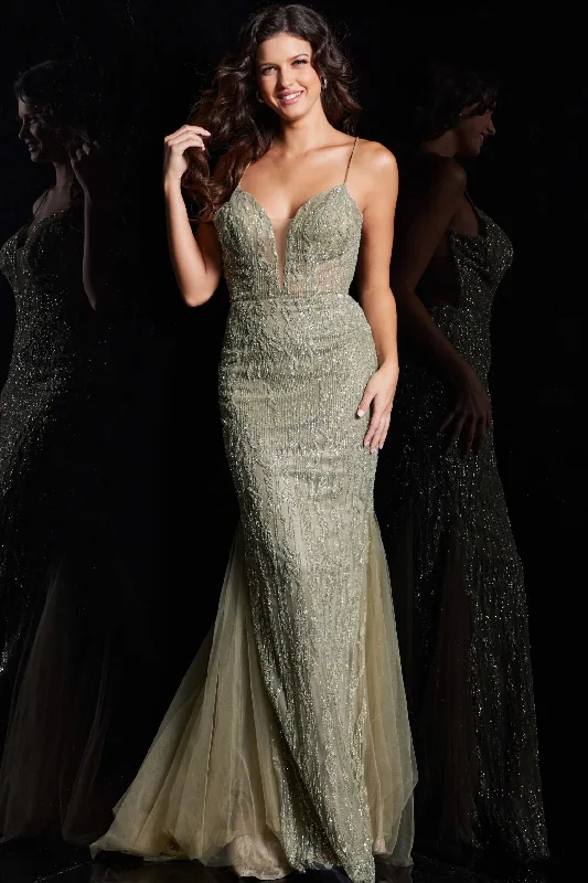 Sequin Tulle Fitted Sleeveless Gown by Jovani 39292